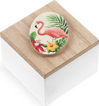 Taufgeschenk mit Schachtel Flamingo aus Holz 6.6cm