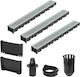 vidaXL Plastic Canal Duș cu Dimensiune 100x12.5cm Argintiu 3buc