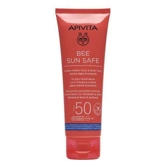 Apivita Hydra Fresh Milk Cremă Solară Rezistentă la Apă pentru Față și Corp SPF50 100ml