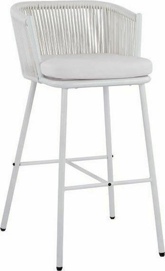Metallic Garden Stool for Bar Outdoor Space with Cushion White 46x54x101cm