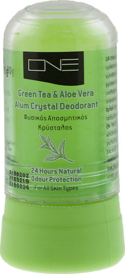 ONE Cosmetics Φυσικός Αποσμητικός Κρύσταλλος Green Tea & Aloe Vera 24h Αποσμητικός Κρύσταλλος 24h σε Stick 80gr