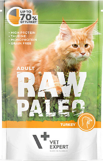VetExpert Raw Paleo Adult Υγρή Τροφή για Ενήλικες Γάτες σε Φακελάκι με Γαλοπούλα χωρίς Σιτηρά & Γλουτένη 100gr