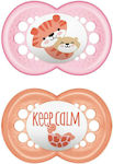 Mam Orthodontic Pacifiers Silicone Original Tiger - Turtle Pink - Orange for 16+ months 2pcs