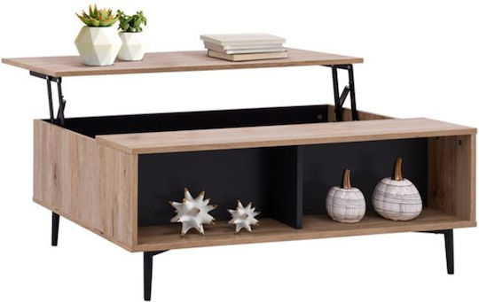 Rechteckiges Zentral Kaffeetisch Holz mit Hebemechanismus Beiges M100xT100xH39cm Freebox