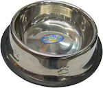 Μεταλλικό Μπολ Φαγητού & Νερού για Σκύλο Στρογγυλό 22εκ. σε Ασημί χρώμα 22cm
