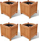 vidaXL Set of 4 Wooden Brown Flower Pots 30cm