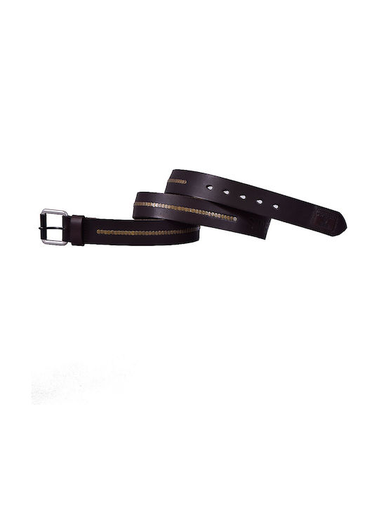 NYC Badgeman Ανδρική Ζώνη Δερμάτινη Dark Brown