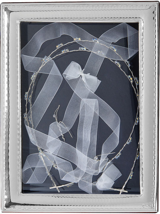 Prince Silvero Tabletop Rectangle Wedding Crown Case / Photo Frame Silver/Brown 24x18cm