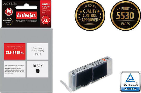 Active Jet Kompatible Tintenstrahldrucker-Tintenpatrone Canon CLI-551BL 15ml Schwarz 1Stück