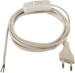 Eurolamp Power Cord with Size 2x0.75mm² In White Colour 2m 147-13261