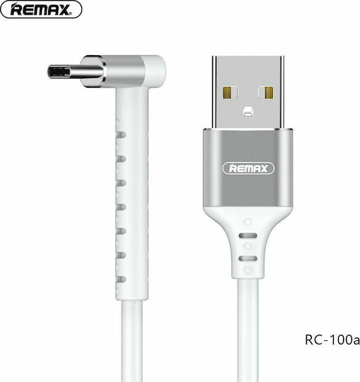 Remax RC-100a Unghi (90°) / Regular USB 2.0 Cablu USB-C bărbătesc - USB-A Alb 1m