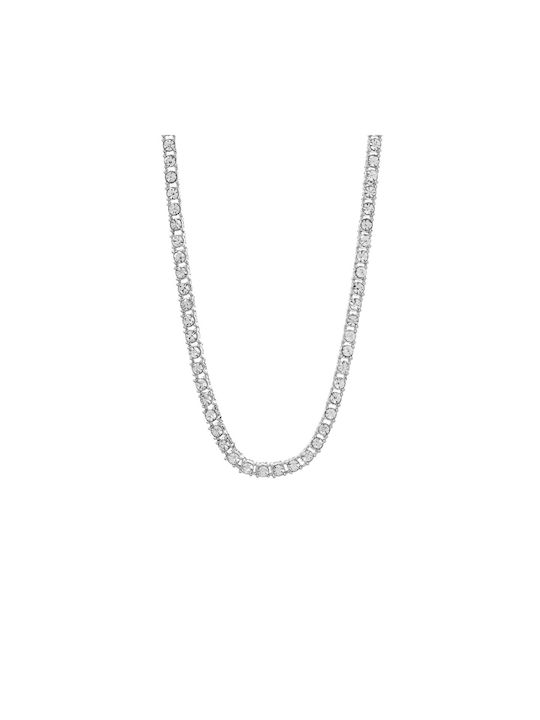 Tennis Necklace 3mm Ασημί Από Ορείχαλκο