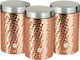 Berlinger Haus Metallic Line Σετ 3τμχ Βάζα για Καφέ με Καπάκι Μεταλλικό Καφέ 11x11x17.8cm 3τμχ