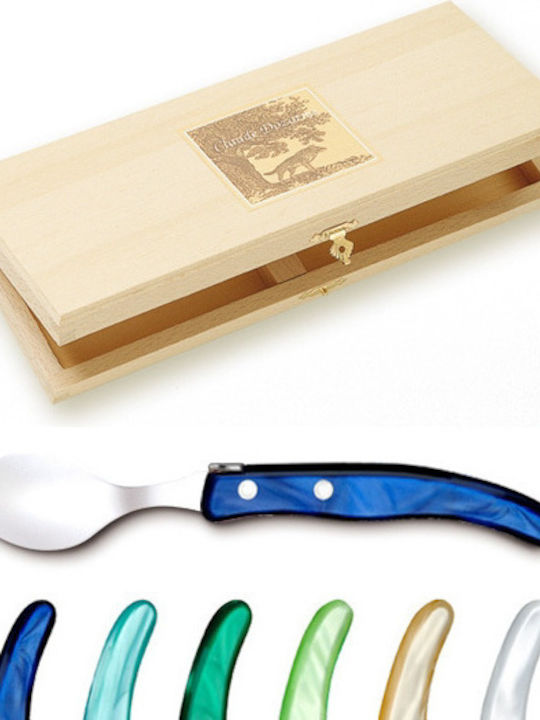 Claude Dozorme Laguiole Spoon Set Desert / Ice Cream Stainless Blue Green 6pcs