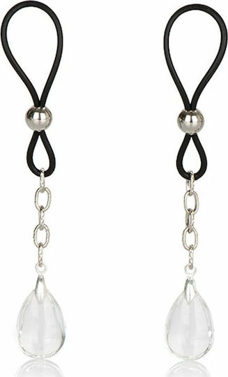Calexotics Nipply Play Non Piercing Nipple Jewelry Crystal Cleme pentru Sfârcuri în Culoare Argintiu
