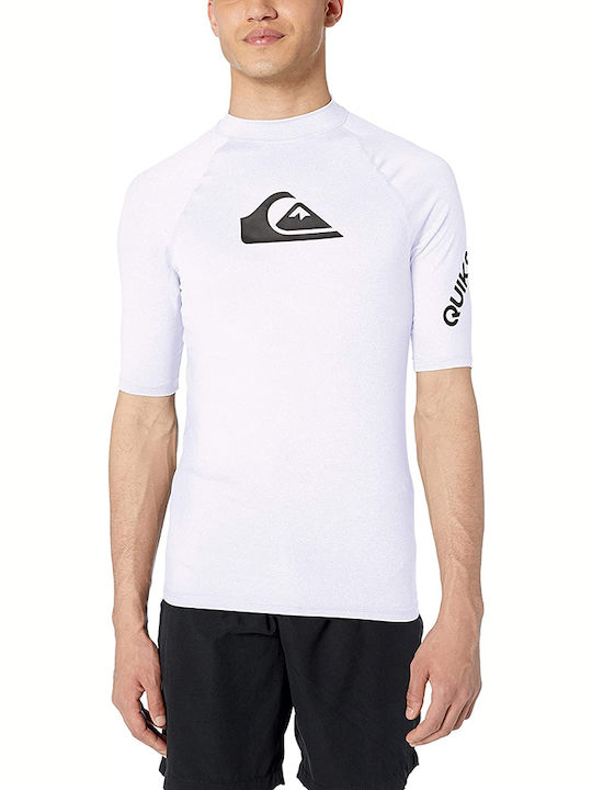 Quiksilver Alltimiss Ανδρική Κοντομάνικη Αντηλιακή Μπλούζα Λευκή UPF 50