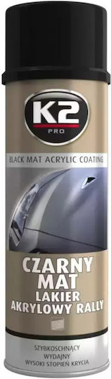 K2 Car Paint Spray for Body Ακρυλικού Χρώματος Ματ Black 500ml