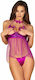 Obsessive Delishya Секси комплект с роба Fuchsia