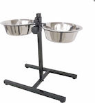 Pet Camelot Stainless Bowls Dog Food & Water Silver with Base 2x2500ml 6086