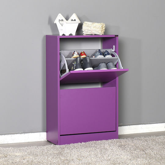 Holz Schuhorganisator mit 2 Regalen Lila 51x26x84cm SHC-320-UU