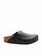Birkenstock Boston NL Γυναικεία Δερμάτινα Ανατομικά Σαμπό Μαύρα