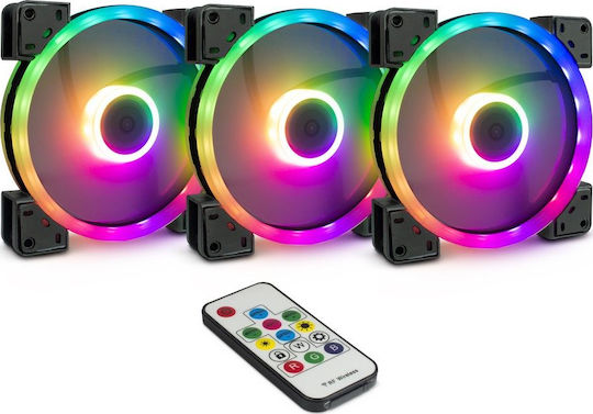 Inter-Tech Argus RS-14 Case Fan 140mm (1200rpm / 35cfm) με RGB Φωτισμό και Σύνδεση 4-Pin PWM 3τμχ