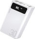 WK Hunergy WP-175 Power Bank 30000mAh με 4 Θύρες USB-A Λευκό