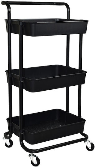 Homely Metal Trolley 3 Tiers Black 01-8635 Homely Metal Trolley 3 Tiers Black 01-8635
