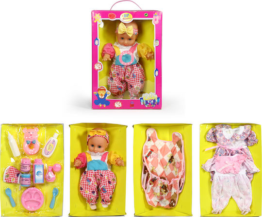Avra Toys Baby-Puppen-Set Sprechendes Baby, Set Box mit Kleidung und Zubehör 28 cm.