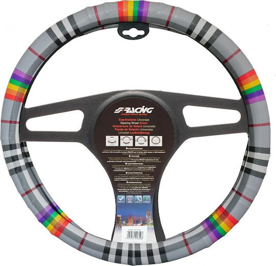 Simoni Racing Car Steering Wheel Cover Fancy with Diameter 37-39cm made of Leatherette Multicolour