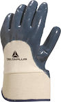 Delta Plus Βαμβακερά Γάντια Εργασίας Νιτριλίου Μπλε