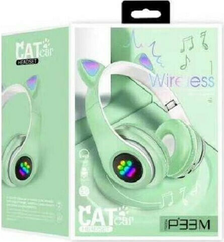 Cat P33M Ασύρματα / Ενσύρματα Παιδικά On Ear Ακουστικά με 10 ώρες Λειτουργίας Πράσινα