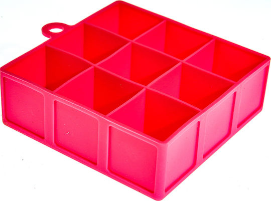 Viosarp Ice Tray Cube Silicone 9 Slots Red