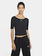 Nike Essential Feminină Sportivă Din bumbac Bluză Mâneci scurte Neagră