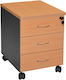 Office Storage Drawer with Wheels, Lock & Drawers Οξιά L38xW48xH53cm