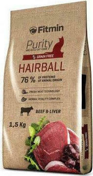 Fitmin Purity Hairball Trockenfutter für erwachsene Katzen mit Rindfleisch / Leber 1.5kg