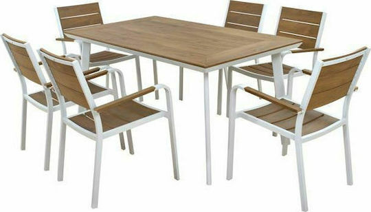 Garten- und Outdoor-Möbelsets Speisesaal 7 Stück Braun