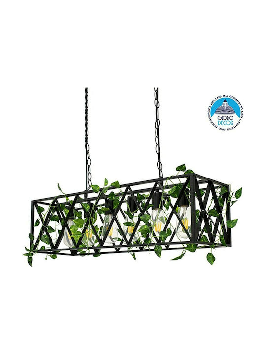 GloboStar Clarity Pendant Suspension Grid for 6 Bulbs E27 Black