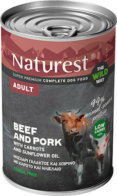 Naturest Canned Diet / Grain Free Wet Dog Food with Beef, Carrot and Pork 1 x 400gr