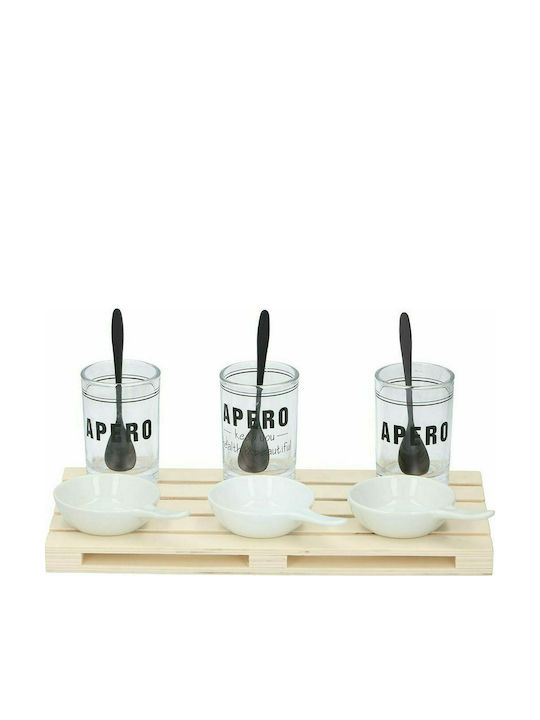 Alpina Appliances Glass Dessert Divided Serving Tray with 3 Slots White 24x16cm 10pcs