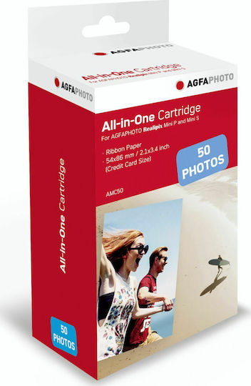 AgfaPhoto Cartridge & Paper Fotopapier 54x86 für Drucker Tintenstrahl 50 Blätter