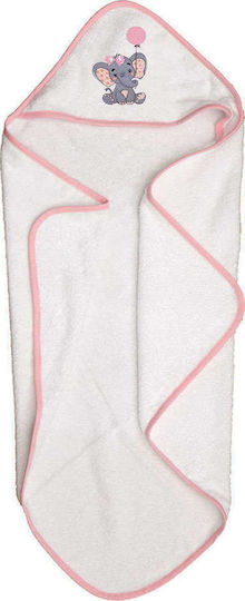 Viopros Baby Bath Towel Hooded Ellie White 75x75cm
