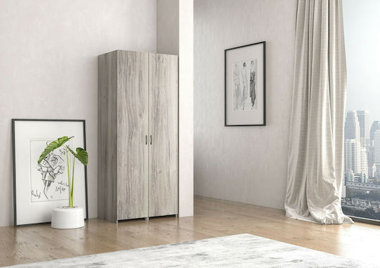 Δίφυλλη Ντουλάπα Σταχτί 80x50x180cm