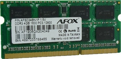 Afox 4GB DDR3 RAM with 1600 Speed for Laptop