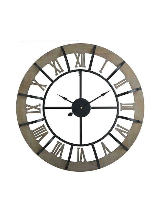 Inart Ρολόι Τοίχου Μεταλλικό Αντικέ Μαύρο 60cm