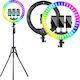 Led Ring Light with 3 mobile holders RGB Ring Light 45cm with Tripod Floor and Mobile Holder