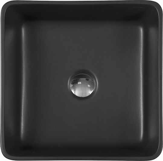Adamidis Paros Aufgesetztes Waschbecken Keramik 41x41x14cm Schwarz