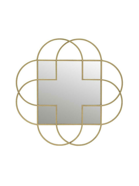 Inart Καθρέπτης Τοίχου με Χρυσό Μεταλλικό Πλαίσιο 83x83cm