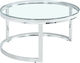 Louxor Round Glass Coffee Table Ασημί L80xW80xH43cm