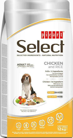 Picart Select Adult Light-Sterilized 3kg Dry Food for Adult Neutered Medium Breed Dogs with Chicken and Rice
